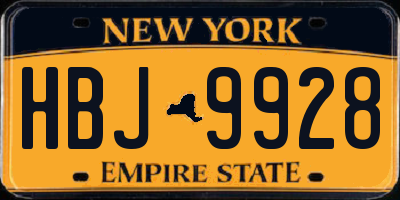 NY license plate HBJ9928