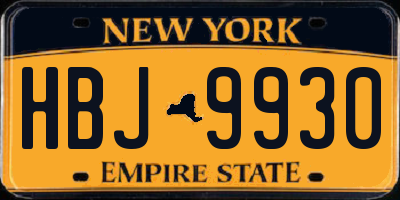 NY license plate HBJ9930