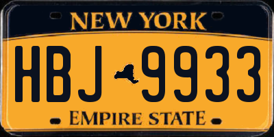 NY license plate HBJ9933