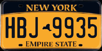 NY license plate HBJ9935