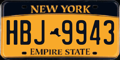 NY license plate HBJ9943