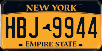 NY license plate HBJ9944