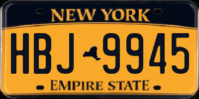 NY license plate HBJ9945