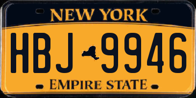 NY license plate HBJ9946