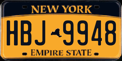 NY license plate HBJ9948