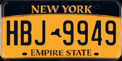 NY license plate HBJ9949