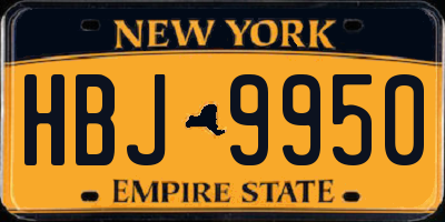 NY license plate HBJ9950