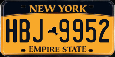 NY license plate HBJ9952