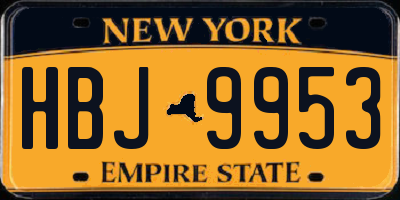 NY license plate HBJ9953