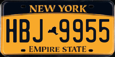 NY license plate HBJ9955