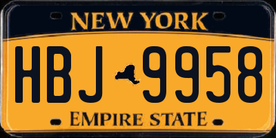 NY license plate HBJ9958