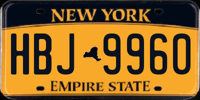 NY license plate HBJ9960