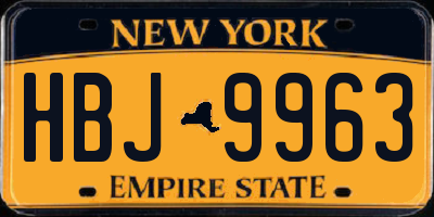 NY license plate HBJ9963