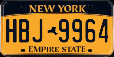 NY license plate HBJ9964