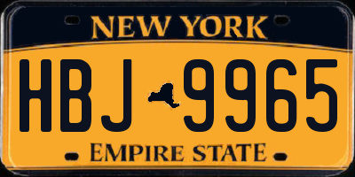 NY license plate HBJ9965