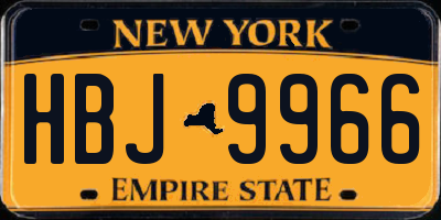 NY license plate HBJ9966