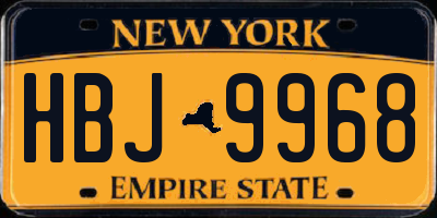 NY license plate HBJ9968