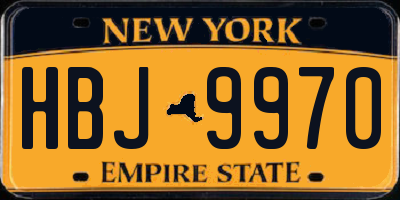 NY license plate HBJ9970