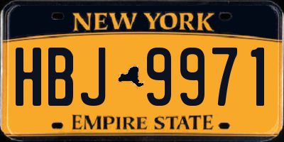 NY license plate HBJ9971