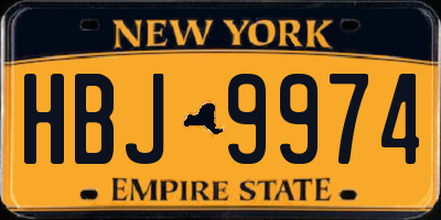 NY license plate HBJ9974