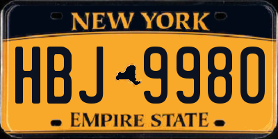 NY license plate HBJ9980