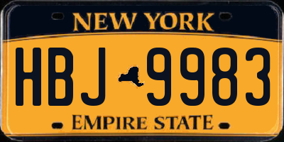 NY license plate HBJ9983