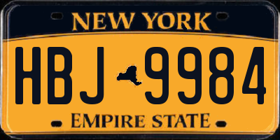 NY license plate HBJ9984