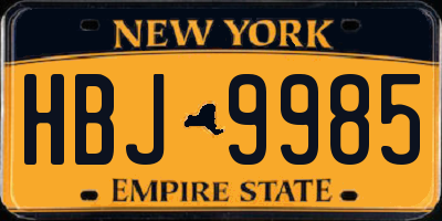 NY license plate HBJ9985