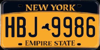 NY license plate HBJ9986