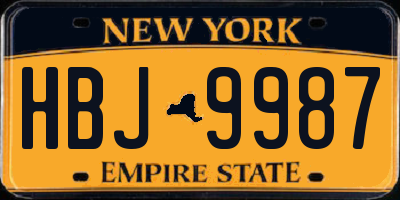 NY license plate HBJ9987