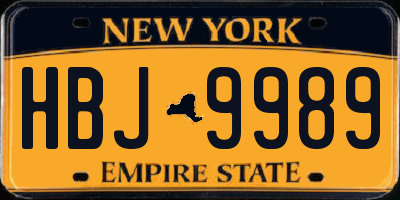 NY license plate HBJ9989