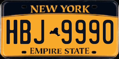 NY license plate HBJ9990