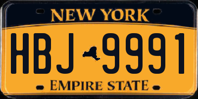 NY license plate HBJ9991