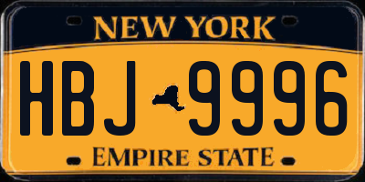NY license plate HBJ9996