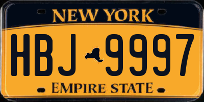 NY license plate HBJ9997