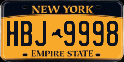 NY license plate HBJ9998