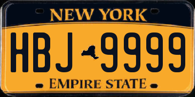 NY license plate HBJ9999
