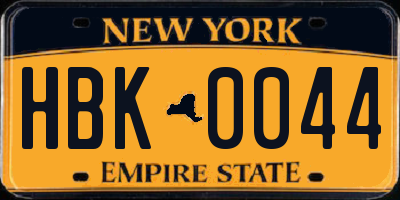 NY license plate HBK0044