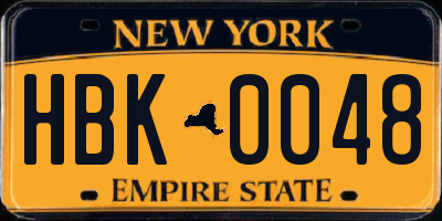 NY license plate HBK0048