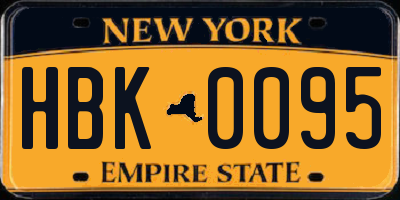 NY license plate HBK0095