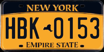 NY license plate HBK0153
