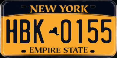 NY license plate HBK0155