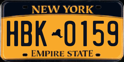 NY license plate HBK0159