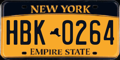 NY license plate HBK0264