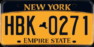 NY license plate HBK0271