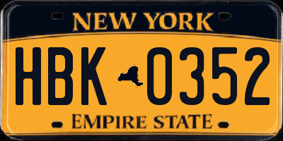 NY license plate HBK0352