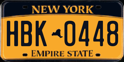 NY license plate HBK0448