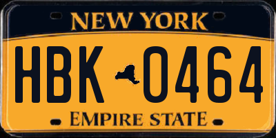 NY license plate HBK0464