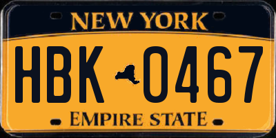 NY license plate HBK0467