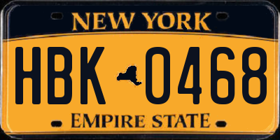 NY license plate HBK0468